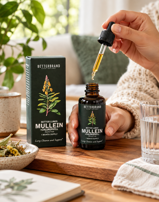 BetterBrand Mullein + Clorofila 60 ml – Gotas de Gordolobo para Apoyo Respiratorio y Bienestar Diario
